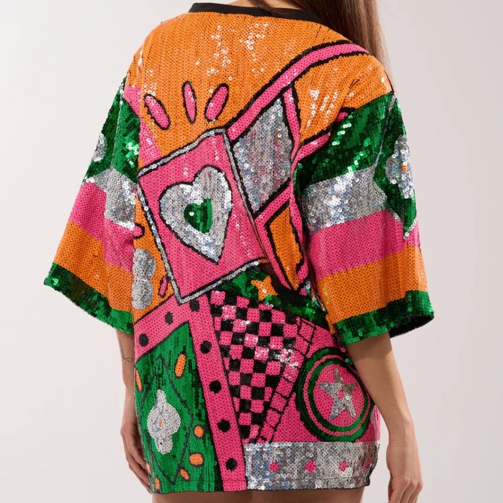 NWOT SEQUIN TSHIRT DRESS - S/M - Picture 3 of 3